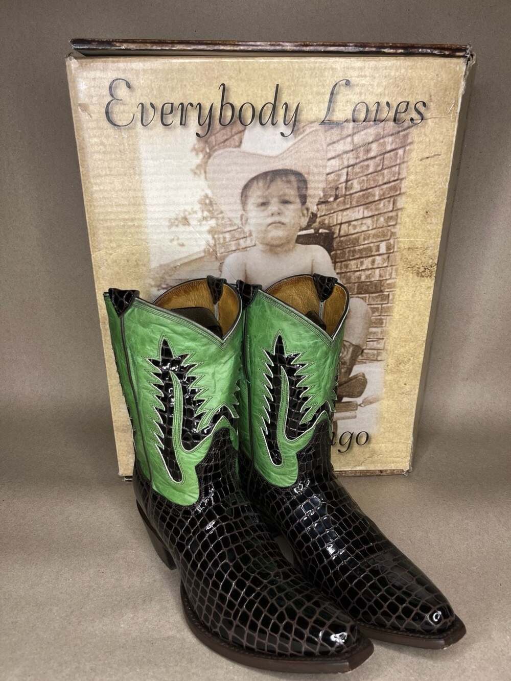 Johnny Ringo Women's Western Boots, Green and Black, Café/Volcano Kiwi Size 7B